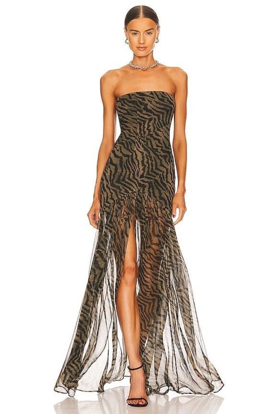 NWT RETROFETE Nicole Dress in Tiger Stripe SIZE Large $595